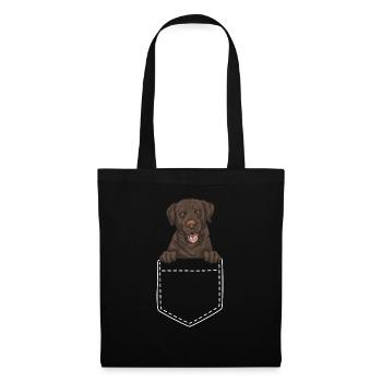Chien Labrador Retriever brun chocolat - Sac en tissu - noir - Devant