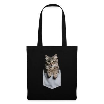 Norwegische Waldkatze in der Tasche Geschenk - Stoffbeutel - Schwarz - Vorne