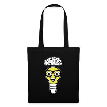 Ampoule nerd et cerveau - Sac en tissu - noir - Devant