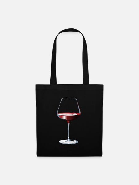 Glas Rotwein - Stoffbeutel - Schwarz