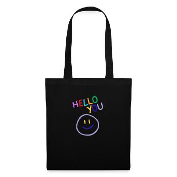 Écriture colorée « Bonjour toi » - pour bébé, enfant en bas âge - Sac en tissu - noir - Devant