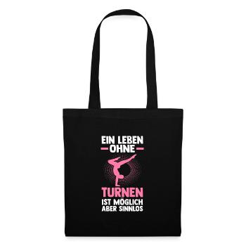Turnen Sport Gymnastik Geschenk - Stoffbeutel - Schwarz - Vorne