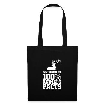 My Brain Is 100% Animal Facts Animal Lover Animal - Stoffbeutel - Schwarz - Vorne