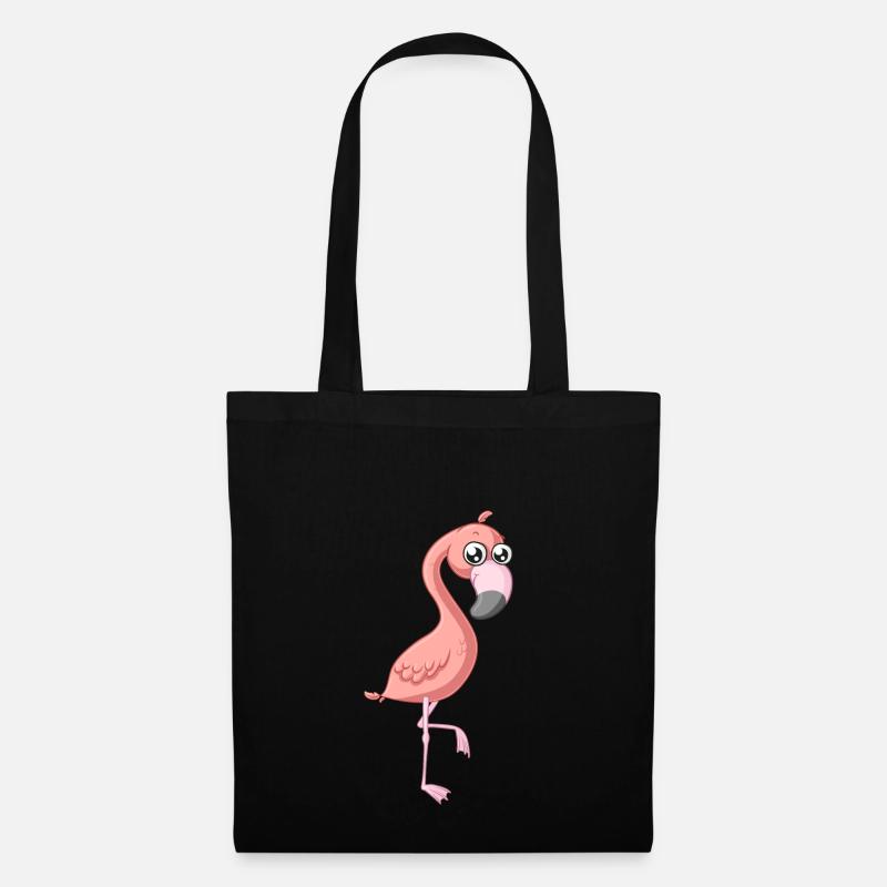 Süßer Comic Flamingo - Stoffbeutel - Schwarz