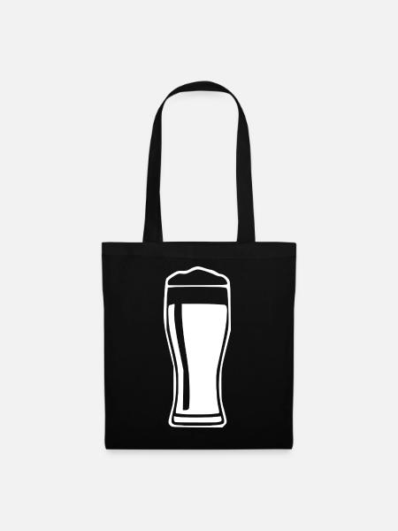 Glas Bier Bierglas Geschenk Biertrinker - Stoffbeutel - Schwarz