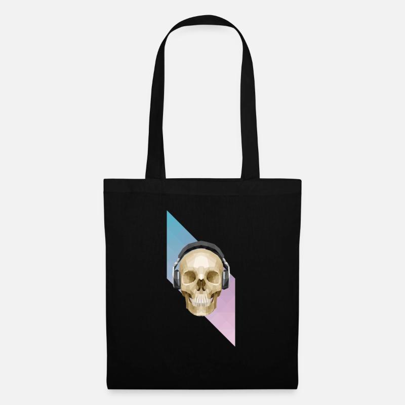 Polygonal Skull & Headphones - Stoffbeutel - Schwarz