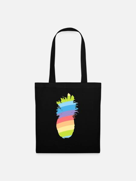 Regenbogen - Ananas - Stoffbeutel - Schwarz