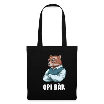 Schlauer Opi Bär - Frisch Gebackener Opa - Stoffbeutel - Schwarz - Vorne