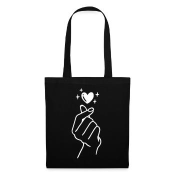 K-Pop Saranghae Love Hand Heart - Sac en tissu - noir - Devant