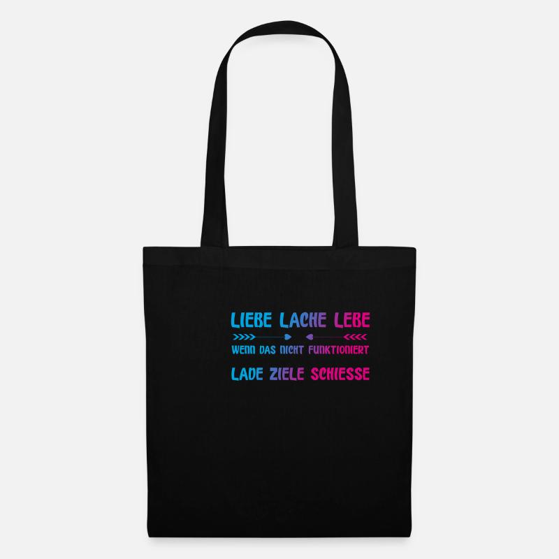 Liebe Lache Lebe lustiger Spruch - Stoffbeutel - Schwarz