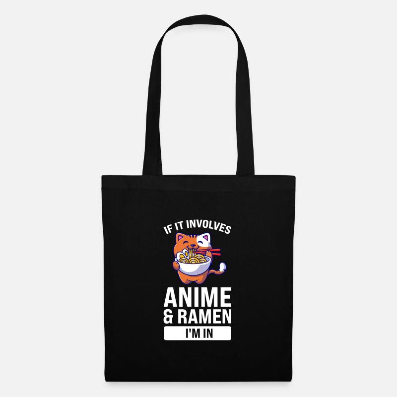 Anime Anime ramen bubble tea cat Ramen merch Gesch - Stoffbeutel - Schwarz
