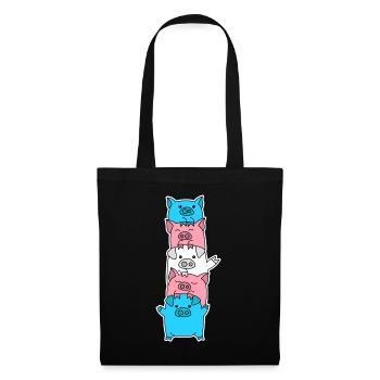 Trans Flagge Schwein Design für Trans Menschen - Stoffbeutel - Schwarz - Vorne