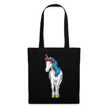 Einhorn Haarschleife - Stoffbeutel - Schwarz - Vorne