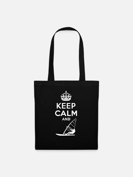 Keep Calm - Windsurfen - Stoffbeutel - Schwarz