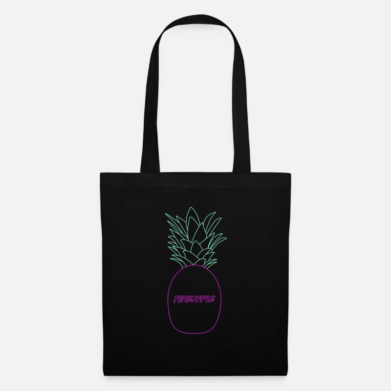 Pineapple Neon Retro 80s Gift - Tote Bag - black