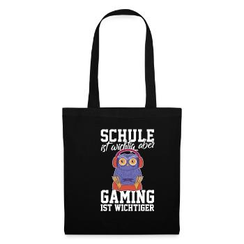 Gaming Eule - Computerspiele Videospiele Schule - Stoffbeutel - Schwarz - Vorne
