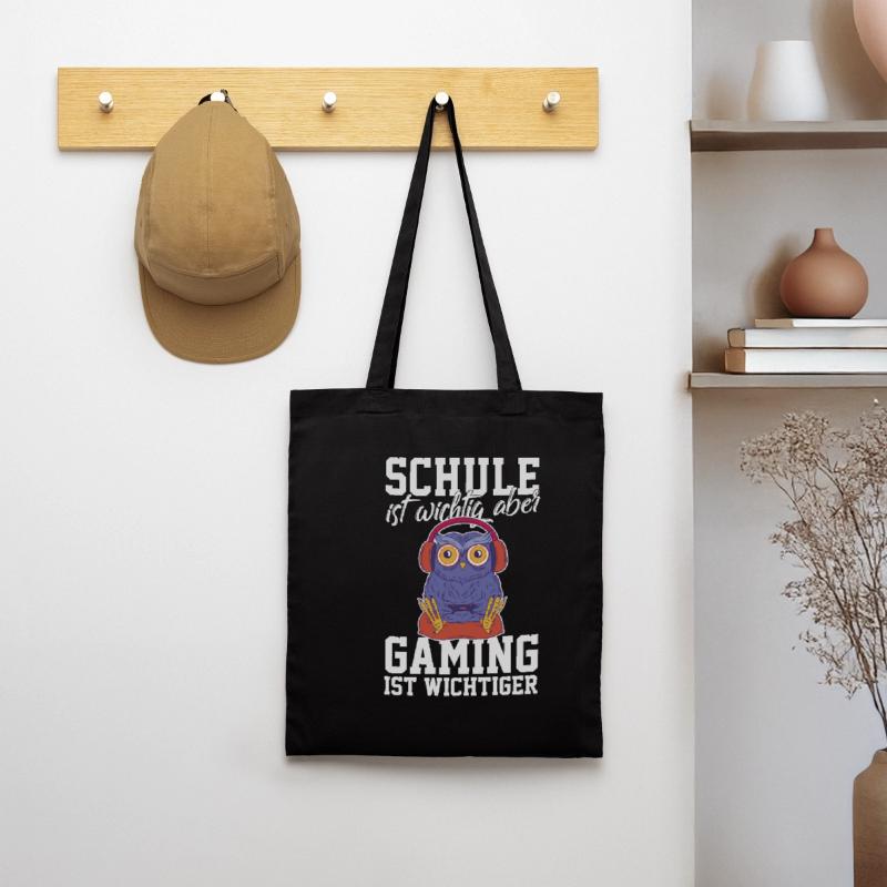 Gaming Eule - Computerspiele Videospiele Schule Stoffbeutel