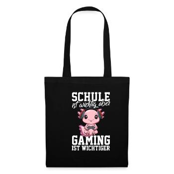 Gaming Axolotl - Computerspiele Videospiele Schule - Stoffbeutel - Schwarz - Vorne