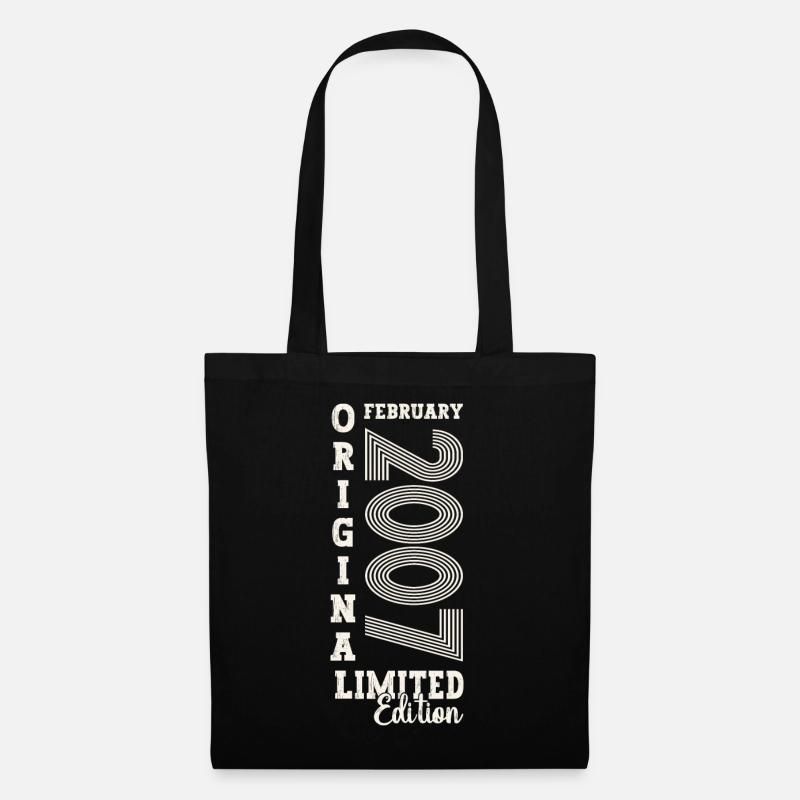 Februar Jahrgang 2007 16. Geburtstag Geschenk Mann - Stoffbeutel - Schwarz