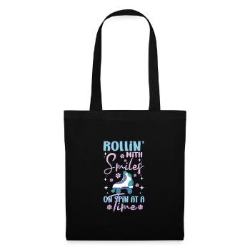 Rollerskater Party Rollin With Smiles Gift - Stoffbeutel - Schwarz - Vorne