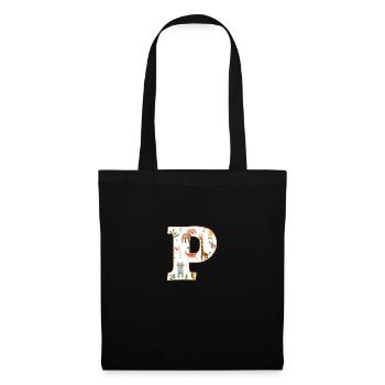 Letter P, Monogram, Animal Pattern - Tote Bag - black - Front