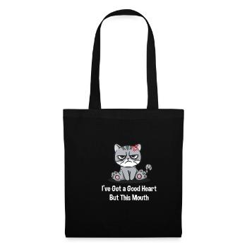 J’ai un bon cœur, mais cette bouche plus drôle - Sac en tissu - noir - Devant