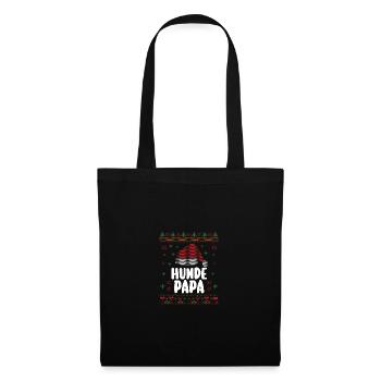 Weihnachten Weihnachtsmann Hundepapa - Stoffbeutel - Schwarz - Vorne