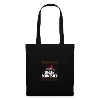 Weihnachten Weihnachtsmann Beste Schwester - Stoffbeutel - Schwarz - Vorne