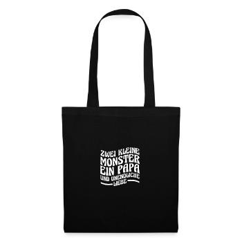 Père de 2 enfants - Sac en tissu - noir - Devant