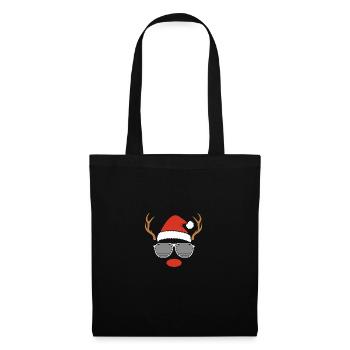 Weihnachtsmann Weihnachten Rentier - Stoffbeutel - Schwarz - Vorne