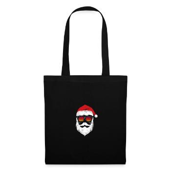 Weihnachtsmann Gesicht Mit Brille - Stoffbeutel - Schwarz - Vorne