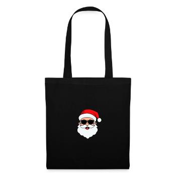 Weihnachtsmann Gesicht Mit Brille - Stoffbeutel - Schwarz - Vorne