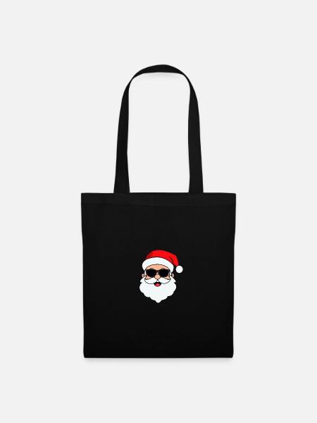 Weihnachtsmann Gesicht Mit Brille - Stoffbeutel - Schwarz