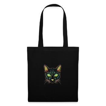 Katzenkopf Schwarze Katze Bombay Happy Cat Katzen - Stoffbeutel - Schwarz - Vorne
