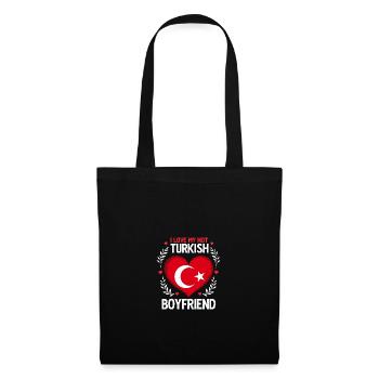 Relation turque - Cœur et drapeau - Sac en tissu - noir - Devant