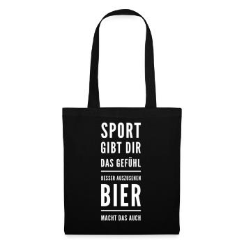 Bier Besser Aussehen Lustiger Bier Spruch - Stoffbeutel - Schwarz - Vorne