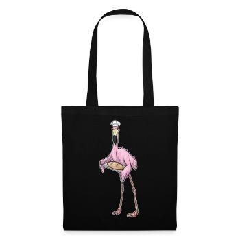 Flamingo Bäcker Brot Backen - Stoffbeutel - Schwarz - Vorne