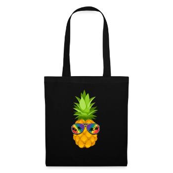Blume Ananas mit Sonnenbrille Hawaii - Stoffbeutel - Schwarz - Vorne