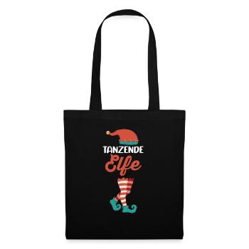 Weinachten Weihnachtself Tanzende Elfe Elfen - Stoffbeutel - Schwarz - Vorne
