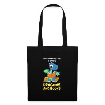 Drache Drache und Buch Drachenliebhaber Geschenk - Stoffbeutel - Schwarz - Vorne