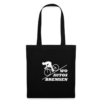 Fahrrad Rennrad Wo Autos bremsen - Stoffbeutel - Schwarz - Vorne