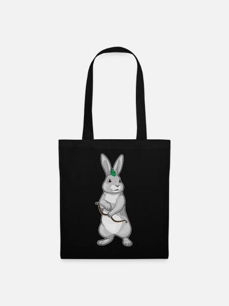 Hase Bogenschütze Bogen - Stoffbeutel - Schwarz