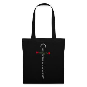Ange avec des roses et une croix sur le fond du texte - Sac en tissu - noir - Devant