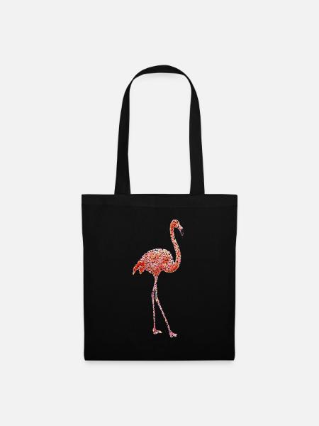 Dotted Flamingo gepunkteter rosa Flamingo - Stoffbeutel - Schwarz