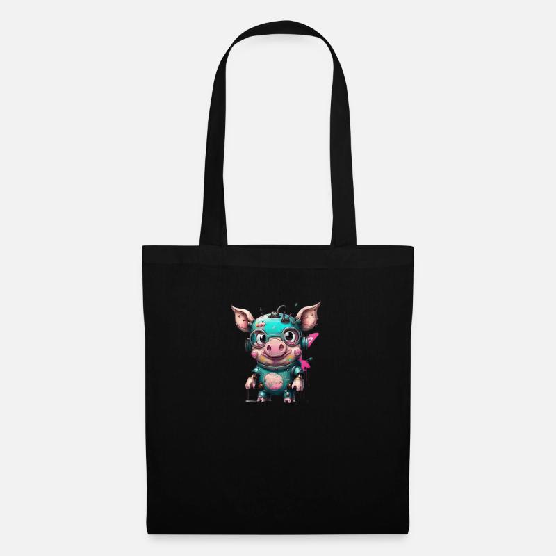 Robot Pig - Tote Bag - black
