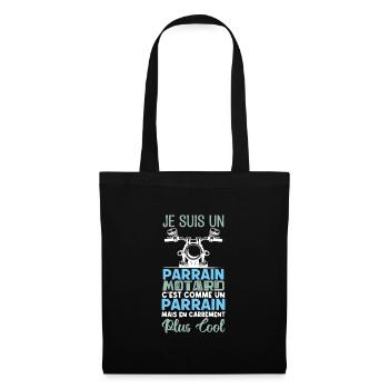 parrain motard Cadeau parrain motard super parrain - Sac en tissu - noir - Devant
