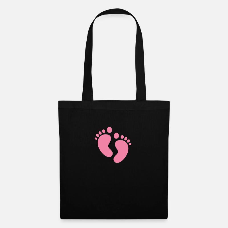 Empreinte pied bébé rose cadeau naissance enceinte - Sac en tissu - noir