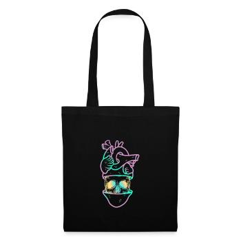 Heart Skull 3 mauve - Sac en tissu - noir - Devant