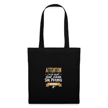 Jeune Conducteur - Humour Permis - Sac en tissu - noir - Devant