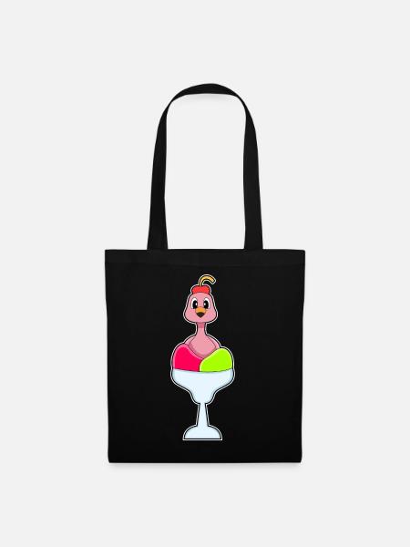 Flamingo Eisbecher - Stoffbeutel - Schwarz